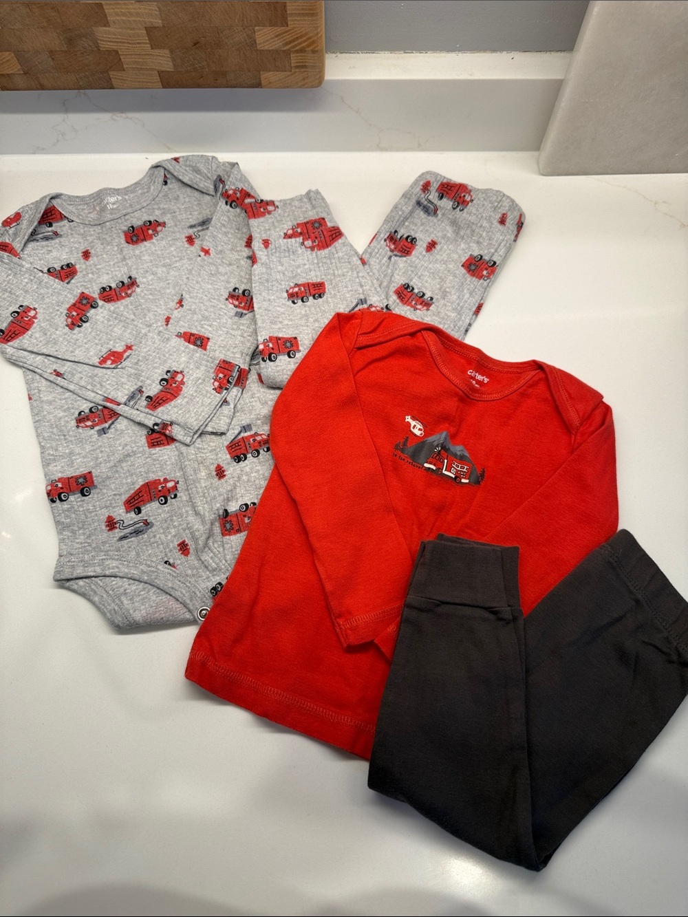 Carter's Red & Gray Firetruck Matching 4-Piece Set, 18mo